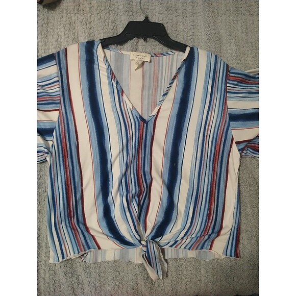 Lavender Field V-neck Ruffled Wide Sleeve Top Large Boho Feminine hippie - Picture 3 of 8